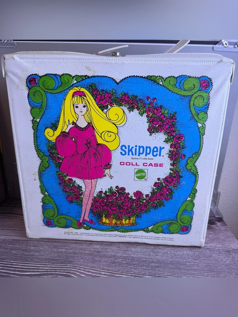Vintage 1969 Mattel Skipper Doll Case Empty Pink White Handle Cracked